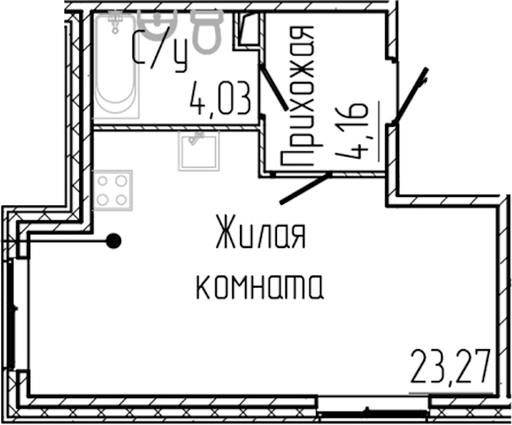 Квартира студия 31.46 м², 1/4 эт., ЖК «SERTOLOVO PARK»